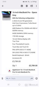 MacBook Pro 16" 2019 CTO Space Grey i9|64GB|1TB - 2