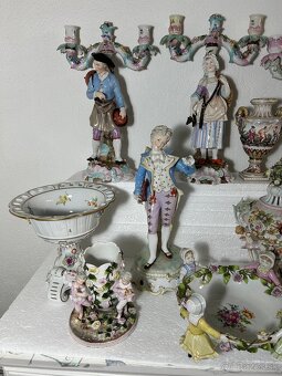Starožitný porcelán svietnik misa socha - 2