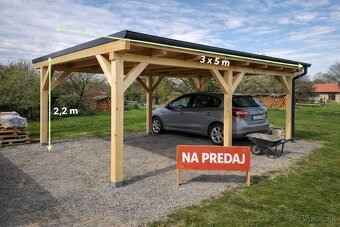 Prístrešok na auto / altánok – masívna drevená konštrukcia - 2