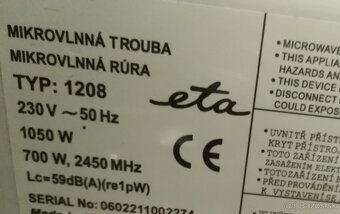 Mikrovlnna rura Eta 1208 - 2