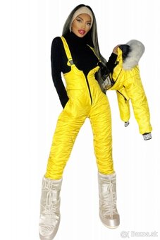 Moderna damska zlta lyziarska suprava - bunda + nohavice - 2