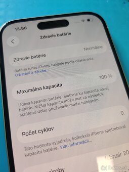 Apple iPhone 15 128GB zelená 100% batéria - 2