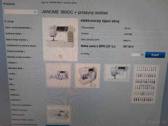 Predám elektronický šijací stroj Janome 360DC - 60 programov - 2