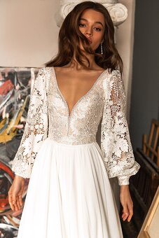 Boho svadobne saty s rukavmi - 2