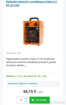 Elektrický ohrievač s ventilátorom Dalap A 2 HF – 2 kW - 2