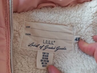 Ružová zimná bunda H&M v.134 - 2