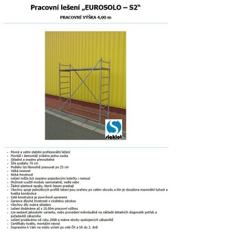 Pracovné veža / lešenie Eurosolo-S2 (pojazdné) – NOVÉ - 2