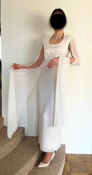 Dlhé spoločenské / svadobné /popolnočné biele šaty zo saténu - 2