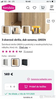 Skriňa 3-dverová, dub sonoma 2ks, nová - 2