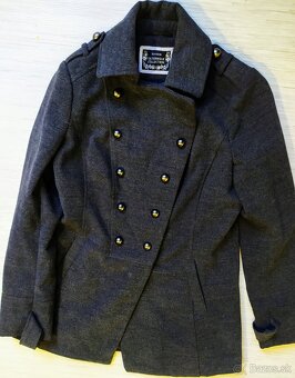 KRÁSNY ANTRACITOVÝ JESENNY/ZIMNÝ KABÁT č.40 ako nový - 2