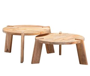 Konferenčný stolík - sada 2 stolíkov z mangového dreva - 2