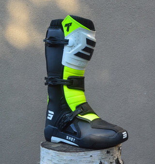 boty čižmy mx bielo fluo-žlté shot - 2