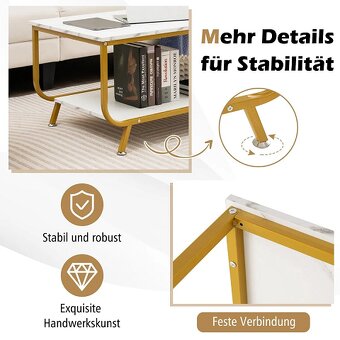 Mramorový konferenčný stolík Obdĺžnikový konferenčný stolík - 2