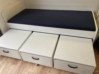 Nova IKEA SLÄKT postel s 3 zásuvkami a matracom - 2