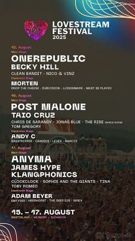 Vstupenky na Lovestream festival 2025 3 dni - 2
