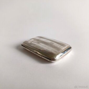 Malá elegantná strieborná Art Deco tabatierka bez monogramu - 2
