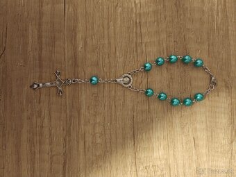 Ruženec na zapínanie (napr. do auta) - tyrkysový - 2
