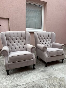 Elegantné kreslá 2ks + taburet - 2