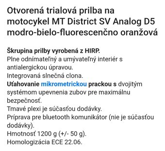 Prilba MT district SV Analog D5 - 2