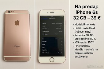 Predám iPhone 6s – 32 GB, Rose Gold (ružovo-zlatý) - 2