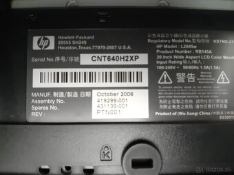 LCD monitor HP 20" L2045w nejde zapnúť - 2