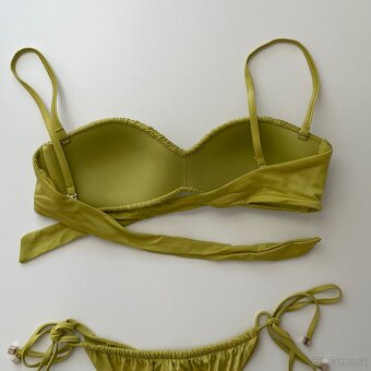 Calzedonia zelené satén bikini bandeau brazil Kendall XS - 2