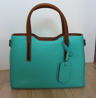 Tyrkysová kožená kabelka - 2