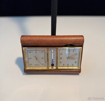 Vzácné Vintage ANGELUS Barometer-Alarm Clock s Teplomerom - 2
