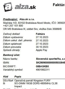 16gb RAM SO-DIMM DDR5 4800MHZ Kingston Fury - 2