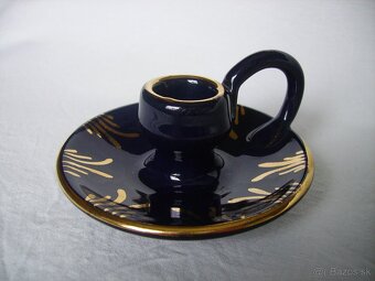 Keramický tmavomodrý svietnik - 2