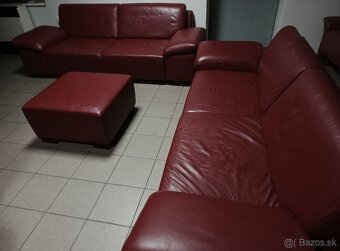 Kožená sedacia súprava s taburetom - ako NOVÁ, TOP STAV - 2