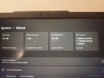 Herný notebook GTX 1660 Ti 6GB i7-10870H 16GB RAM - 2