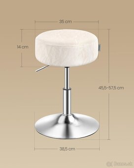 VASAGLE barová stolička / taburet – krémovo-biela, nová - 2