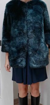 Elegantný tyrkysovy kabátik, čierny kabátik, zimné bundy - 2