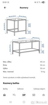Konferenčný stolík kovový so sklom - 2