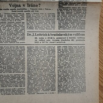 Originál povojnové noviny ČAS 1946 - 2