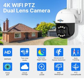 Vonkajšia bezpečnostná Wifi IP kamera 8MP 2160p 8 diód,355° - 2