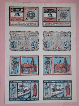 Bankovky, notgeld, nerozstrihnuty arch, Mesto Leer 1921 - 2