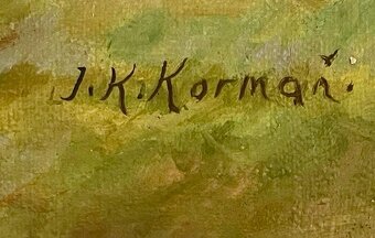 Starožitný obraz J. K. Korman s krásnym zlatým rámom - 2