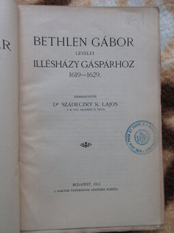 Kniha Listy Gabriela Bethlena Gašparovi Illésházymu 1915 - 2