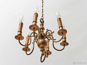 Elegantný holandský šesťramenný luster z liatej mosadze - 2