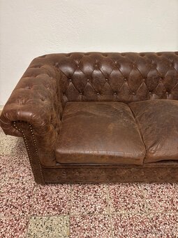 Kožená 3-miestna sedačka — dobrý stav - 2