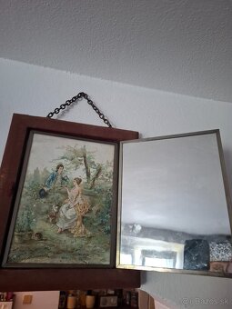 Predám starožitné toaletné závesné zrkalo s obrázkami 45 € - 2
