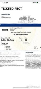 Predám 2 lístky na koncert Robbieho Williamsa - 2
