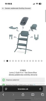 Detská jedálenská stolička CYBEX lemo 2 Gold 4v1 set - 2