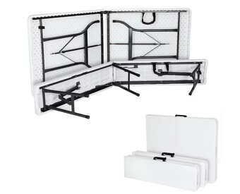 Pivný záhradný kempingový set skladací 183 cm - biely - 2