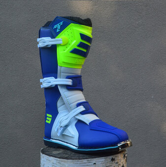 SHOT topánky boty MX čižmy modro žlté fluo - 2