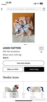 Hodvabna Louis Vuitton ozdoba do vlasov gumicka monogram - 2