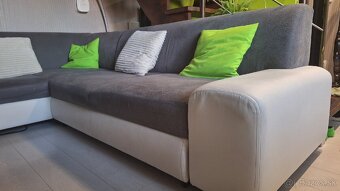 Rohová sedačka biela / sivá - 2