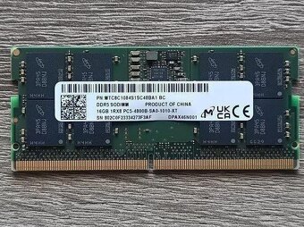 MICRON 16GB DDR5 a Samsung 8GB DDR5 SoDimm - Nové - 2